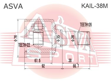 Asva KAIL-38M Шрус внутренний | перед лев | - 2