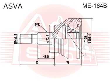 Asva ME-164B Шрус внешний | перед прав/лев | - 2
