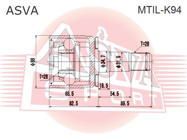 Asva MTIL-K94 Шрус внутренний | перед лев | - 2