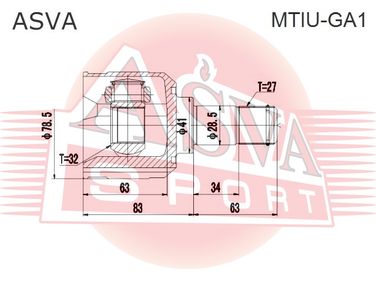 Asva MTIU-GA1 Шрус внутренний | перед лев | - 2