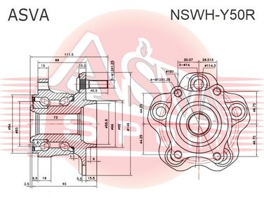 Asva NSWH-Y50R Ступица колеса | зад прав/лев | - 2