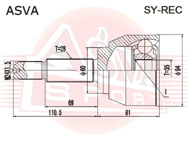 Asva SY-REC Шрус внешний | перед | - 2