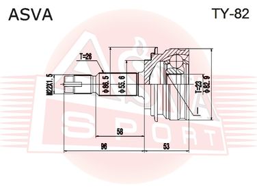 Asva TY-82 Шрус внешний | перед прав/лев | - 2