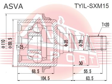 Asva TYIL-SXM15 Шрус внутренний (OEM-исполнение) | перед лев | - 2