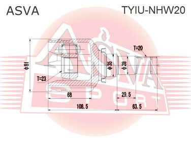 Asva TYIU-NHW20 Шрус внутренний | перед прав | - 2