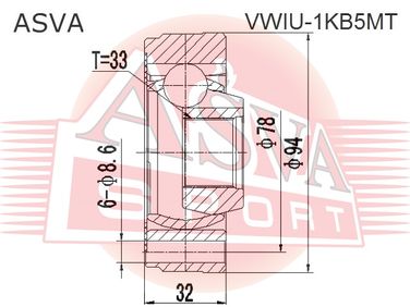 Asva VWIU-1KB5MT Шрус внутренний | перед лев | - 2