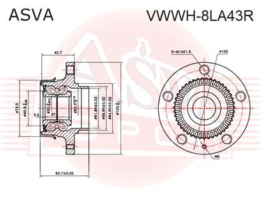 Asva VWWH-8LA43R Ступица колеса | зад прав/лев | - 2