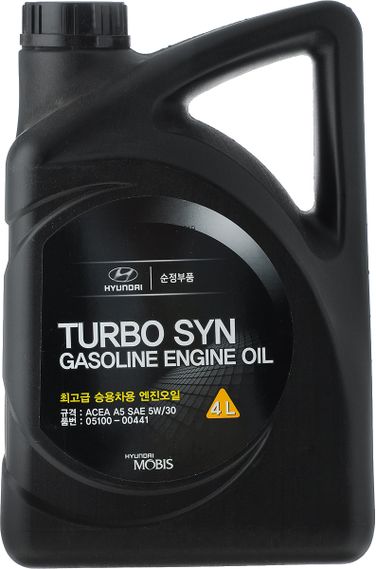 Hyundai/Kia 05100-00441 5w-30 Turbo SYN Gasoline API sm/cf-4, ilsac gf-4, acea A5, 4л (синт. мотор. масло) - 1