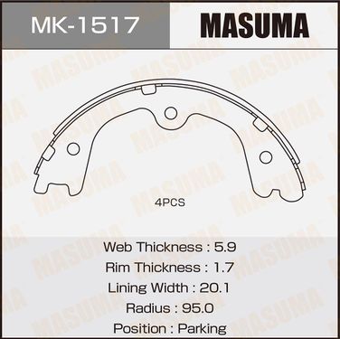 Masuma MK1517 Колодки тормозные барабанные | зад | - 1