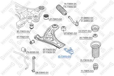 Stellox 52-73005-SX Шар. опора л.+п. Daewoo Kalos 02> | перед прав | - 3
