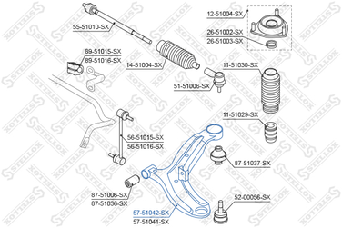 Stellox 57-51042-SX Рычаг л. Hyundai Getz 02> | перед лев | - 2