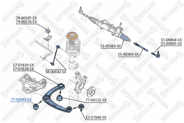 Stellox 77-00943-SX С/б.рычага пер. Peugeot 307 00> | перед лев | - 2