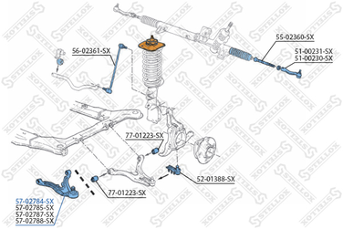 Stellox 57-02784-SX Рычаг нижн. п. Volvo 850/s70/v70 2.5TDi | перед прав | - 3