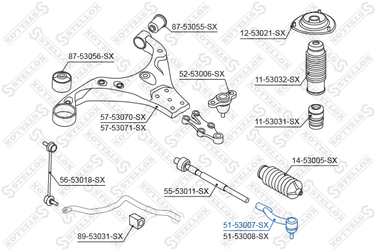 Stellox 51-53007-SX Наконечник рулевой левый KIA Sportage, - 1