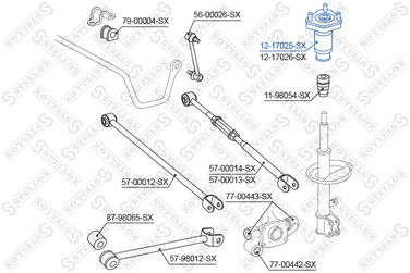 Stellox 12-17025-SX Опора амортизатора зад.л. Toyota Camry | лев | - 1