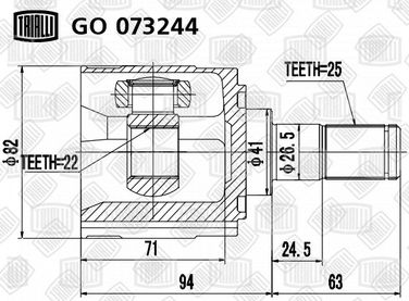 Trialli GO 073244 Шрус внутр. для а/м Kia Rio II (05-) mt/at | перед лев | - 1