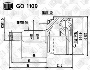 Trialli GO 1109 Шрус наруж. для а/м Mitsubishi Pajero (00-) 3.0/3.2 at/f/mt | перед прав/лев | - 1