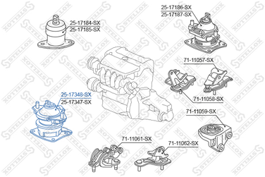 Stellox 25-17348-SX Подушка двигателя передняя Honda Accord | прав | - 1