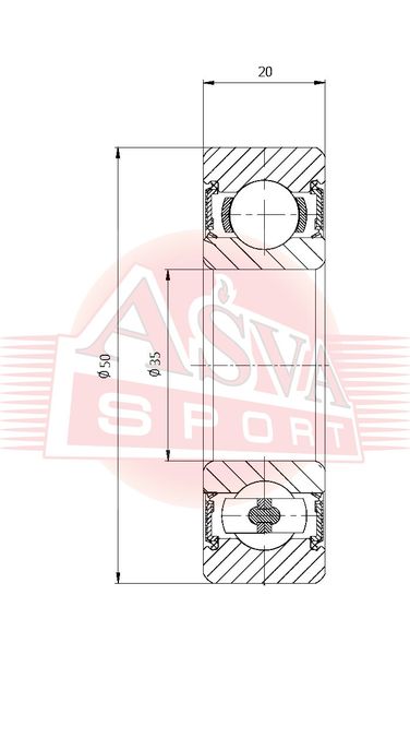 Asva DAC35500020 Подшипник универсальный - 2