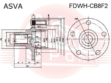 Asva FDWH-CB8F2 Ступица колеса | перед прав/лев | - 2