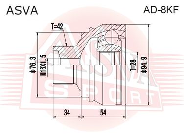 Asva AD-8KF Шрус внешний | перед | - 2