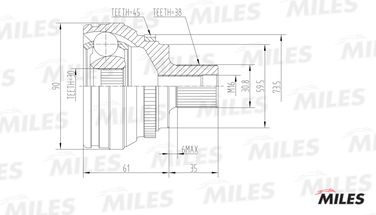 Miles GA20007 Шрус audi 100/ 80/90Quattro/ A6 2.5d-4.2 88-97 нар. ABS - 3