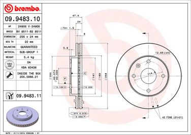 Brembo 09.9483.11 Диск тормозной UV Coated | перед | - 2