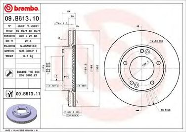 Brembo 09.B613.11 Диск тормозной UV Coated | перед | - 1