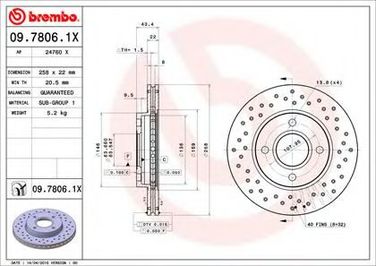 Brembo 09.7806.1X Диск тормозной Xtra | перед | - 1