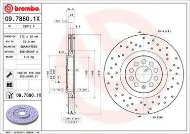 Brembo 09.7880.1X Диск тормозной Xtra | перед | - 1