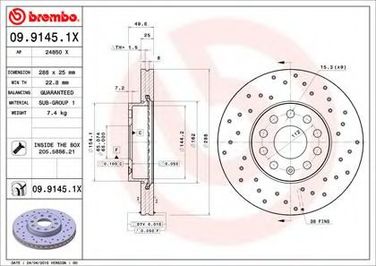 Brembo 09.9145.1X Диск тормозной Xtra | перед | - 1