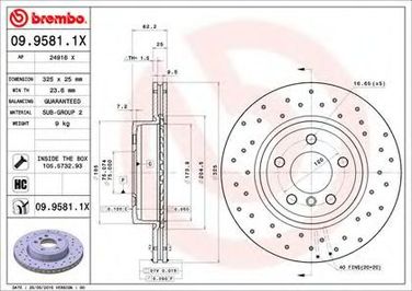 Brembo 09.9581.1X Диск тормозной Xtra | перед | - 1