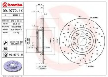 Brembo 09.9772.1X Диск тормозной Xtra | перед | - 1
