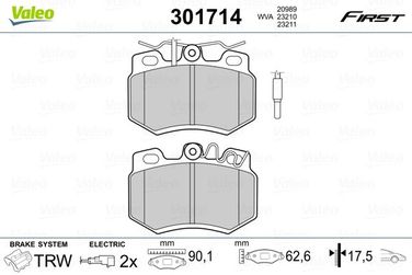 Valeo 301714 Колодки тормозные | перед | - 2