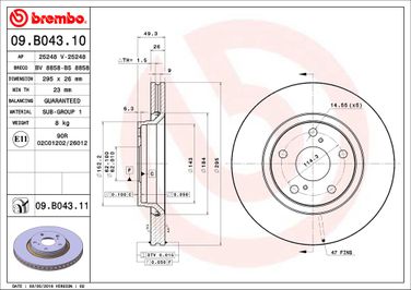 Brembo 09.B043.11 Диск тормозной UV Coated | перед | - 2