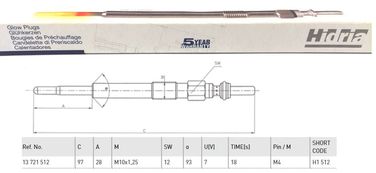 HIDRIA H1 512 Свеча накаливания - 2