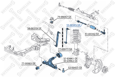 Stellox 55-00385-SX Тяга рулевая к-кт ГУР Opel Astra j 1.4 | перед | - 1