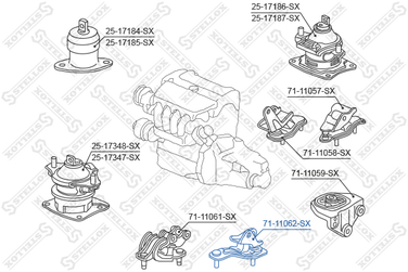 Stellox 71-11062-SX Опора КПП передняя AT Honda Accord 02-08 | лев | - 1