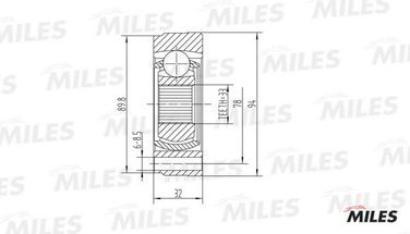 Miles GA10006 Шрус audi 80/vw g1/g2/g3/passat/polo 1.3-2.3 72-06 внутр. - 1