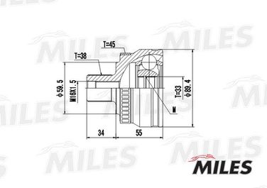 Miles GA20027 Шрус audi A4 1.6-2.0 00- нар.(ABS) - 1