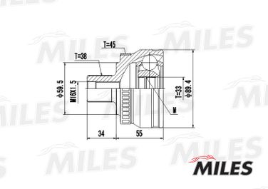 Miles GA20027 Шрус audi A4 1.6-2.0 00- нар.(ABS) - 2