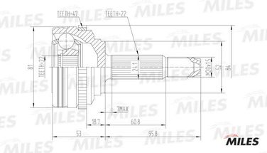 Miles GA20044 Шрус chevrolet aveo 1.2/1.4 02- нар.(ABS) - 1