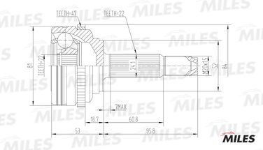 Miles GA20044 Шрус chevrolet aveo 1.2/1.4 02- нар.(ABS) - 3