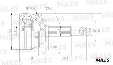 Miles GA20050 Шрус chevrolet lanos 1.4/1.5 97- нар.(ABS) - 3