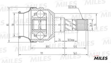 Miles GA10015 Шрус daewoo nexia/lanos 1.4-1.6 94- внутр. - 1