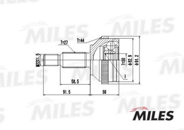 Miles GA20115 Шрус ford mondeo 1.6-2.0 93-00 нар. (abs) - 1