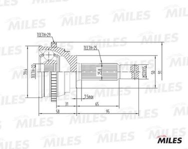 Miles GA20161 Шрус hyundai accent/elantra 1.3-1.6 94-05 нар.(ABS) - 1