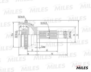 Miles GA20161 Шрус hyundai accent/elantra 1.3-1.6 94-05 нар.(ABS) - 3