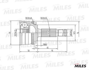 Miles GA20165 Шрус hyundai getz 1.3-1.6 02- нар.(ABS) - 1