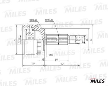 Miles GA20167 Шрус hyundai i30/kia ceed 1.4-1.6 06- нар. (abs) - 1